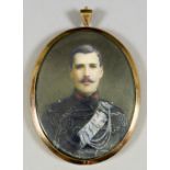 An Oval Miniature Shoulder Portrait of Captain Herbert W. Christian, King's Royal Rifle Corps,