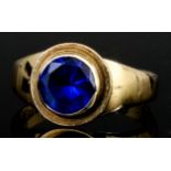 A Blue Spinel Ring, Modern, in 14ct gold mount, set with a faceted central blue spinel,