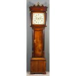 A 19th Century Oak Longcase Clock, by John Winstanley of Holywell, the 12ins square painted dial
