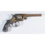 A 19th Century .44 Calibre Continental 5 Shot Percussion Revolver (no makers name), 5ins hexagonal