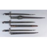 Three 19th Century British Bayonets, each with conforming scabbard, one with frog