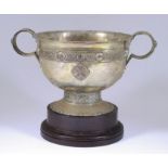 A George V Silver Circular Two-Handled Bowl, by Philip Hanson Abbot, London 1911, cast with bands of