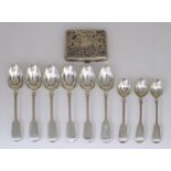 Six Victorian Silver Fiddle Pattern Tea Spoons and Three Coffee Spoons, all by Chawner & Co, the tea