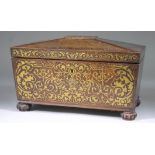 A George IV Brass Rosewood Rectangular Tea Caddy and an Early George III Mahogany Rectangular Tea