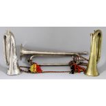 A Plated Fanfare Trumpet with Cords, engraved "Daniel" and "Port Chester New York", with