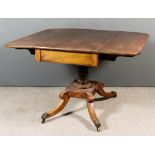 A George III Mahogany Pembroke Supper Table, with D-shaped flaps, fitted one frieze drawer, on