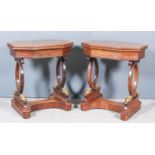 A Pair of French Colonial Hardwood and Parcel Gilt Octagonal Occasional Tables in the Empire Manner,
