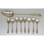 A George III "Scottish" Silver Gravy Spoon, and Mixed Silver Spoons, the gravy spoon makers mark
