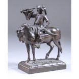 E. Nahlept (?) (Russian School) - Small brown patinated bronze group - Swordsman in 18th Century