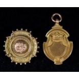 A 9ct Gold Brooch and a Medallion, the brooch of circular boss form, 29mm diameter, the medallion of