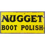 A "Nugget Boot Polish" Enamel Advertising Sign, Early 20th Century, in black and yellow, 24ins x