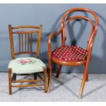 A Thonet Child's Bentwood Armchair and a Child's Chair, the Thonet chair with circular wood seat