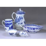 A Small Collection of 18th Century English Porcelain, including - a Derby blue and white sauce boat,