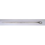 A George III Plain Silver Meat Skewer, London 1789, with circular ring handle, engraved with