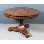 An Early 19th Century Dutch Walnut and Marquetry Circular Centre Table, the top inlaid with