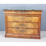 A 19th Century Continental "Empire" Figured Mahogany Commode with Green Veined Marble Slab Top,