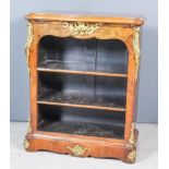 A Victorian Walnut and Gilt Brass Mounted Dwarf Open Front Bookcase in the French Manner, the top of