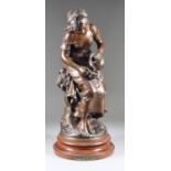 After Mathurin Moreau (1822-1912) - Bronzed spelter figure - "De'jeuneroaux champs", on turned