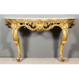 A 19th Century French Gilt Console Table of Bold Shaped Outline, with white marble slab to top
