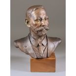 Early 20th Century School - Brown patinated bronze bust of Field Marshal Smuts, 10.5ins high,