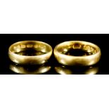 Two 22ct Gold Wedding Bands, Early 20th Century, sizes L+ and N, total gross weight 9.1g