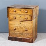 An Early Victorian Rosewood Dropleaf Side or Serving Table, with moulded edge to top, fitted two