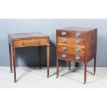 A George III Mahogany Enclosed Dressing Table, the folding top opening to reveal adjustable mirror