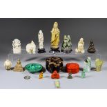 A Small Collection of Oriental Ivory, Bronze and Lacquer Items, comprising - a 19th Century