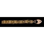 A 9ct Gold Bar Bracelet, Modern, with padlock clasp, 180mm overall, total gross weight 20.8g