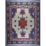 A Turkish Carpet of "Kazak" Design, Modern, woven in colours with a central medallion and conforming