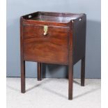 An Early George III Mahogany Tray Top Bedside Cabinet, with twin handle cut-outs to sides,
