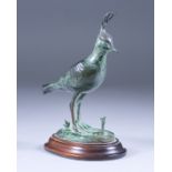 20th Century School - Green patinated bronze - "Lapwing", on oval base, indistinctly signed, No. 178