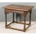 A 17th Century Oak Rectangular Table, with moulded edge to top, on bobbin turned supports and