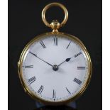 A Lady's 18ct Gold Cased Half Hunting Pocket Watch, Late 18th/Early 19th Century, the white enamel