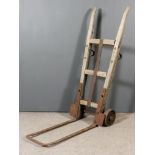 An Old Wooden and Iron Bound Southern Railway Porters Luggage Trolley, 57ins high