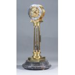 A Modern Chinese Made Lacquered Brass Skeletonised Spring Driven Pillar Clock in the manner of