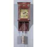 An 18th Century Oak Cased Wall Clock, the 6ins square brass dial with single hand and chapter ring