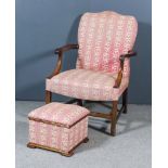A Mahogany Framed "Gainsborough" Library Armchair, with shaped back and seat upholstered in rose and