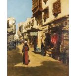 Joseph Farquharson (1846-1935) - Oil painting - Eastern street/souk scene with figures to