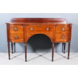 A Late George III Mahogany Bow and Breakfront Sideboard, inlaid with boxwood stringings with low