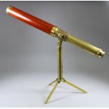 A Dollond of London Brass Two Drawer Table Telescope with Tripod Stand, Circa 1825-40, signed "