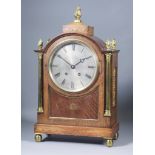 A Late 19th Century German Oak Cased Mantel Clock, by Winterhalder & Hofmeier, the 8ins diameter
