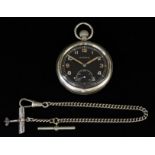 A Military Pocket Watch, by Moers, the black dial with luminous Arabic numerals and subsidiary
