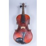 A German Full Sized Violin, Late 19th/Early 20th Century, with single piece back, back measurement