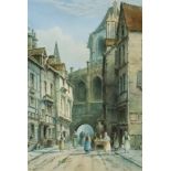 George Gregory (1849-1938) - Pair of watercolours - Continental street scenes with figures, signed