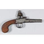 A Late 18th Century Flintlock Pocket Pistol, by Bunney of London, 2.25ins turn off barrel, bright