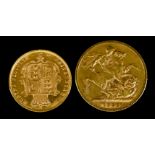 A Victoria 1886 Sovereign (Melbourne Mint), fine, and a Victoria 1874 Shield Back Half Sovereign,