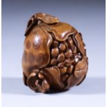 A Chinese Bamboo Pomegranate Carving, signed, 2.25ins (5.7cm) high