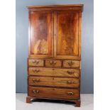 A George III Gentleman's Mahogany Wardrobe, inlaid with boxwood stringings, the upper part with