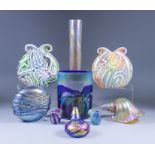 An Isle of Wight Glass Vase from the Azurene Collection by Michael Harris, 6.5ins high, another by
